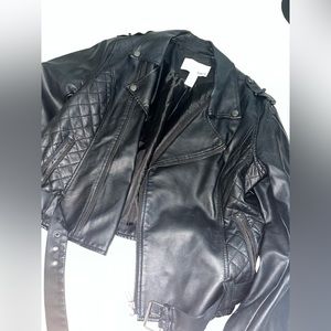 black leather jacket